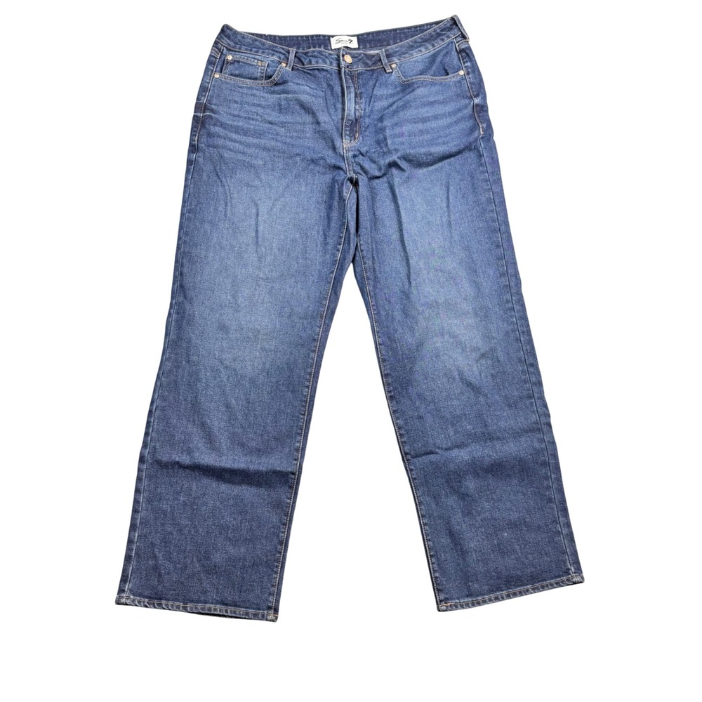 Seven7 Loose Straight Leg Jeans Womens 16 Medium Wash Denim High Rise 0989